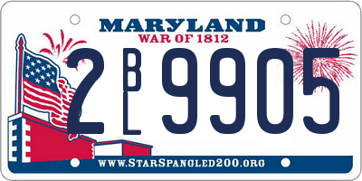 MD license plate 2BL9905