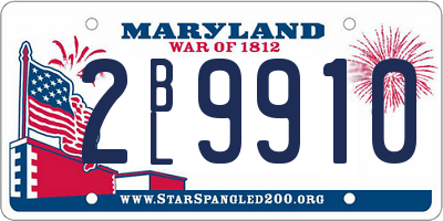 MD license plate 2BL9910