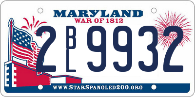 MD license plate 2BL9932