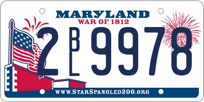 MD license plate 2BL9978