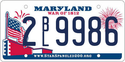 MD license plate 2BL9986