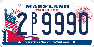 MD license plate 2BL9990