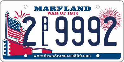 MD license plate 2BL9992