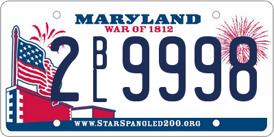MD license plate 2BL9998