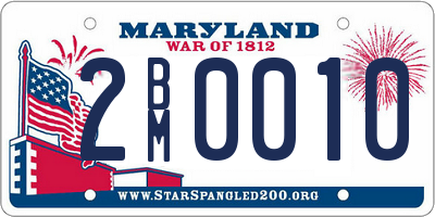 MD license plate 2BM0010