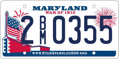MD license plate 2BM0355