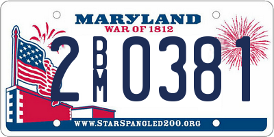MD license plate 2BM0381