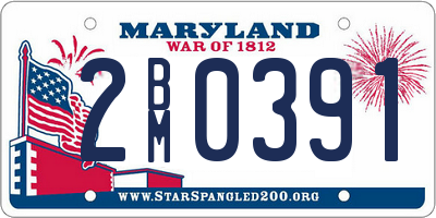 MD license plate 2BM0391