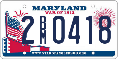 MD license plate 2BM0418