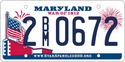 MD license plate 2BM0672