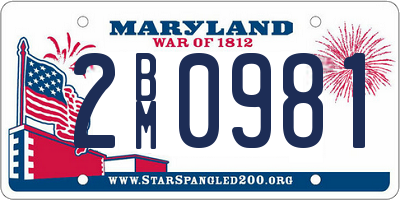 MD license plate 2BM0981