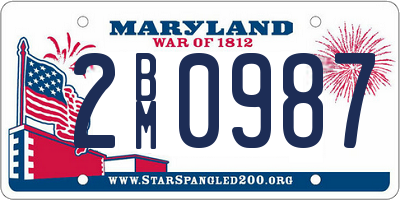 MD license plate 2BM0987