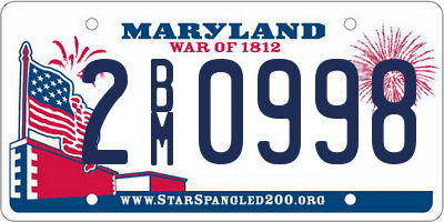 MD license plate 2BM0998
