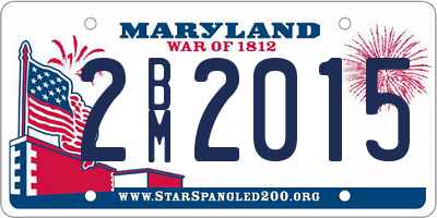 MD license plate 2BM2015