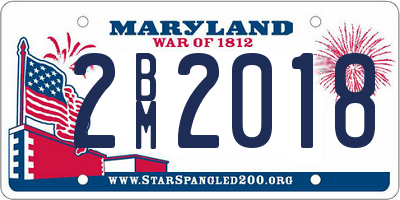 MD license plate 2BM2018