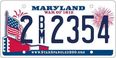 MD license plate 2BM2354