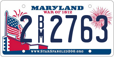 MD license plate 2BM2763