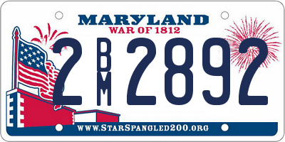 MD license plate 2BM2892