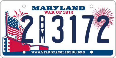 MD license plate 2BM3172