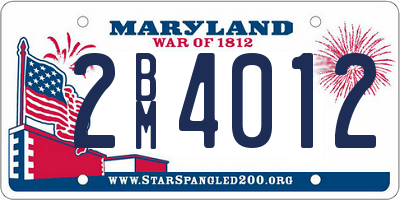 MD license plate 2BM4012
