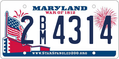 MD license plate 2BM4314