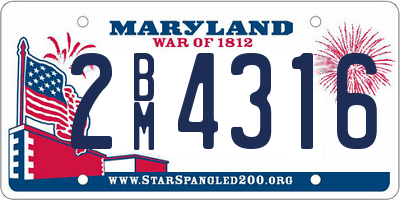 MD license plate 2BM4316