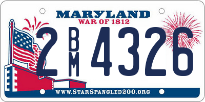 MD license plate 2BM4326