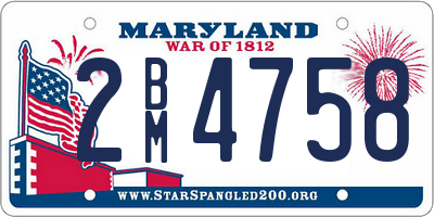 MD license plate 2BM4758