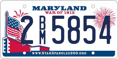 MD license plate 2BM5854