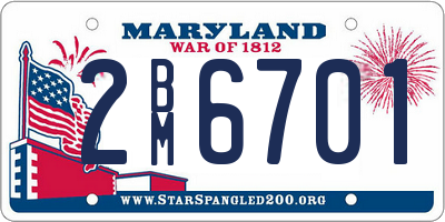 MD license plate 2BM6701