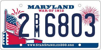 MD license plate 2BM6803