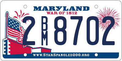MD license plate 2BM8702
