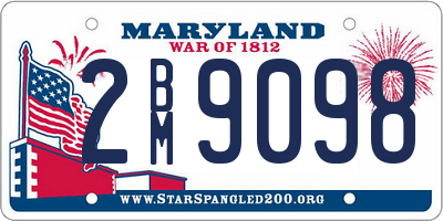 MD license plate 2BM9098