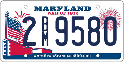 MD license plate 2BM9580