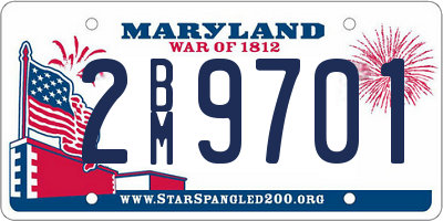 MD license plate 2BM9701