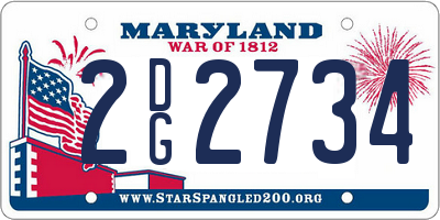 MD license plate 2DG2734