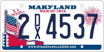 MD license plate 2DX4537