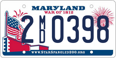 MD license plate 2MD0398