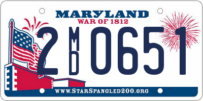 MD license plate 2MD0651