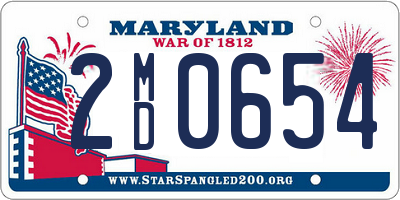 MD license plate 2MD0654