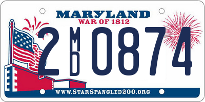 MD license plate 2MD0874