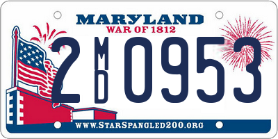 MD license plate 2MD0953