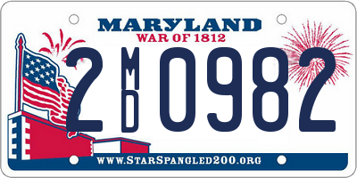 MD license plate 2MD0982