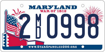 MD license plate 2MD0998