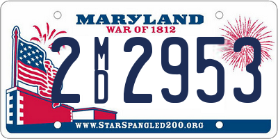 MD license plate 2MD2953