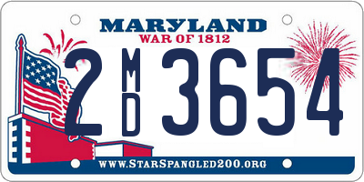 MD license plate 2MD3654