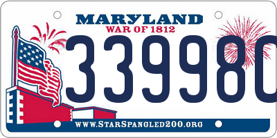 MD license plate 33998CC