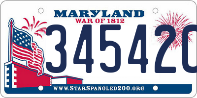 MD license plate 34542CF