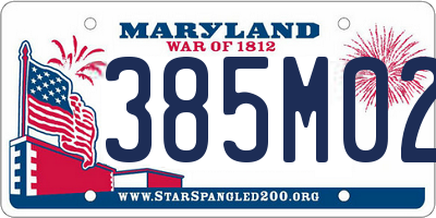 MD license plate 385M021