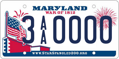 MD license plate 3AA0000